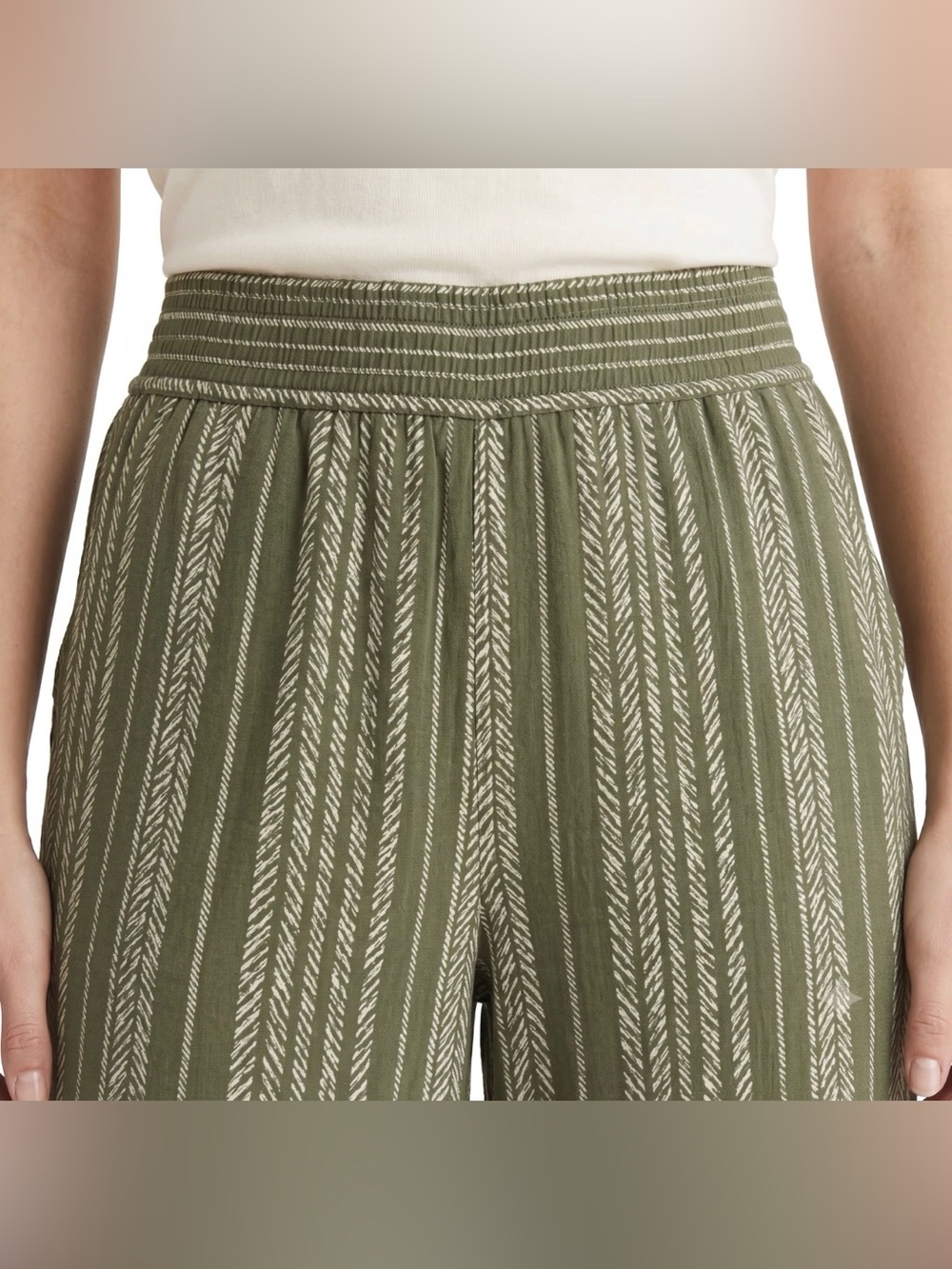 NWT Three Dots Olive Striped Wide Leg Knit Pants size XXL - Picture 4 of 9